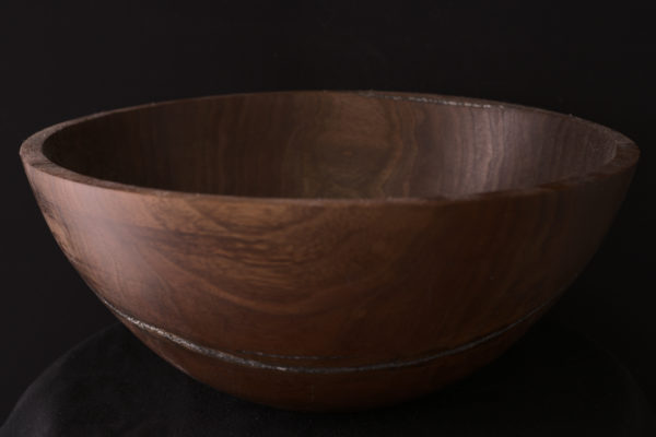 Large Black Walnut Bowl with Aluminum Inlay - Image 5