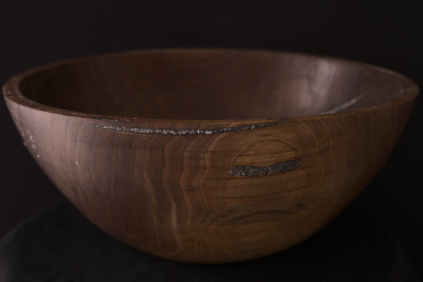 Large Black Walnut Bowl with Aluminum Inlay - Image 4