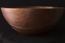 Large Black Walnut Bowl with Aluminum Inlay